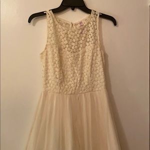Cream chiffon and floral lace top dress